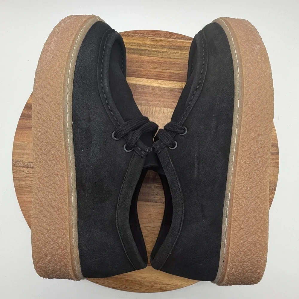 Hush Puppies Women Size 9 Black Suede Platform Creeper Wallabee Shoes 0610